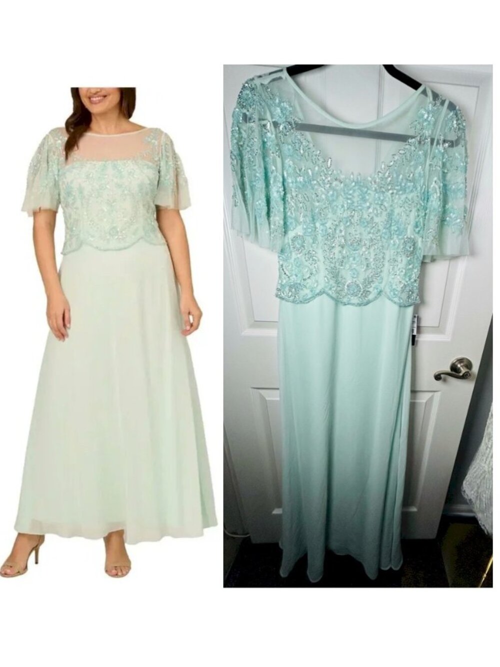 Adrianna Papell Mint Green Maxi Dress Size 4 New with Tags NWT